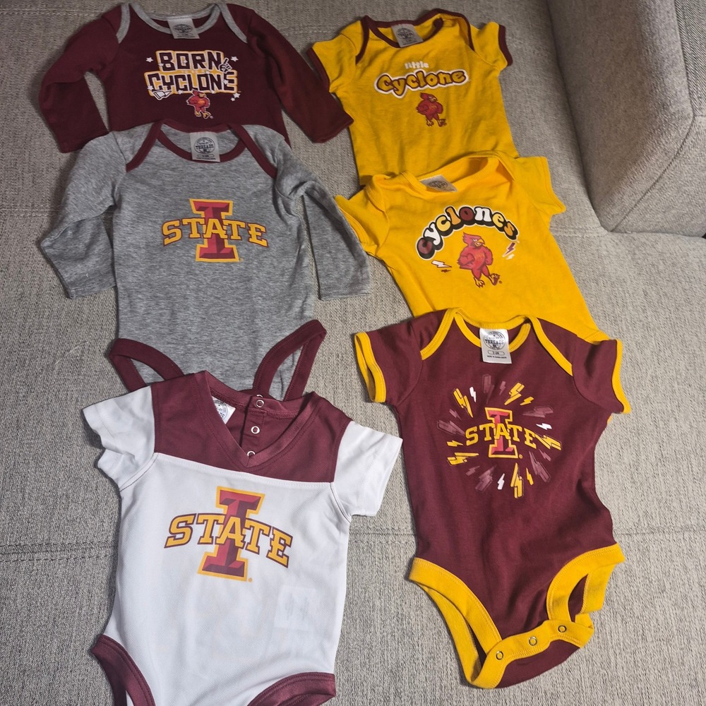 Iowa State Cyclones Baby Bodysuit Lot of 6 Infant ISU Apparel 3/6 months